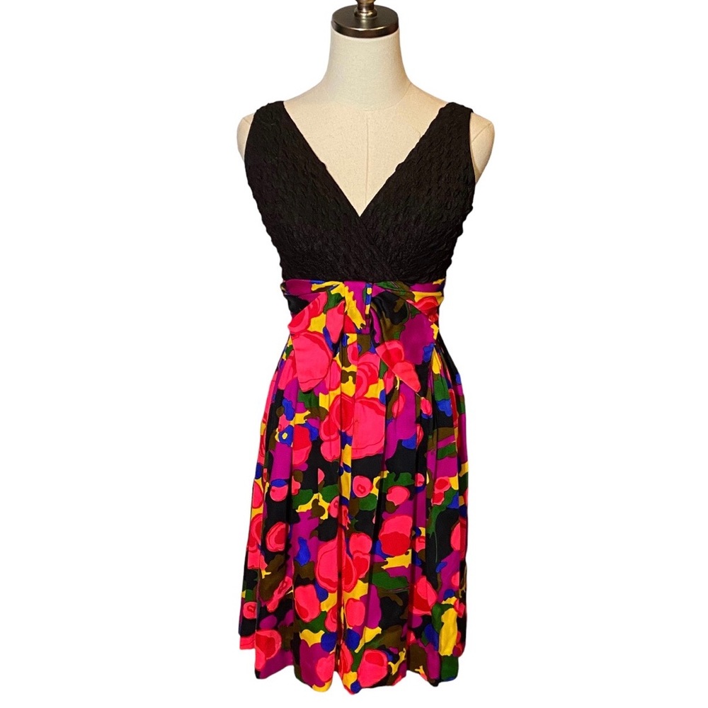 Vintage Futura Couture V-Neck Floral Dress Size M